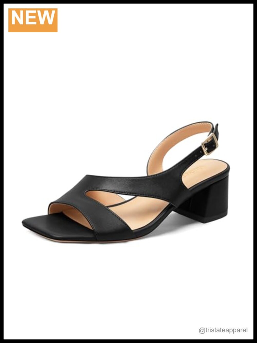 Square Open Toe Chunky Block Heel Sandals with Adjustable Ankle Strap and Slip